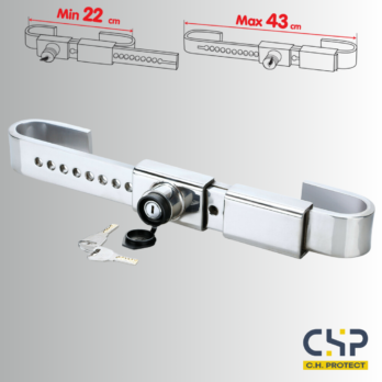 Antivol de conteneur en inox – Cadenas de sécurité pour portes arrières – Fermeture à barres verticales – 22 à 43 cm