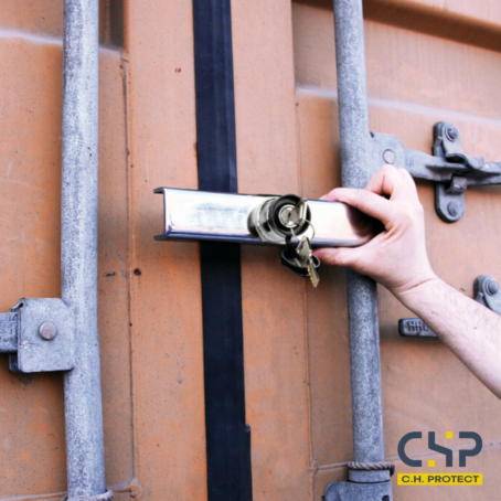 Antivol de conteneur en acier chromé – Cadenas de sécurité pour portes arrières – Fermeture à barres verticales – 34 à 48 cm
