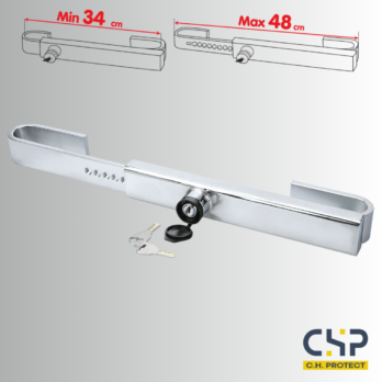 Antivol de conteneur en acier chromé – Cadenas de sécurité pour portes arrières – Fermeture à barres verticales – 34 à 48 cm