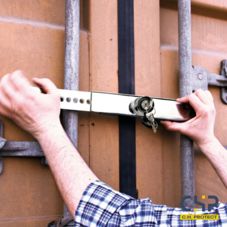 Antivol de conteneur en acier chromé – Cadenas de sécurité pour portes arrières – Fermeture à barres verticales – 34 à 48 cm
